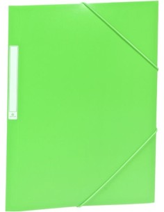 Paq 10 carpetas fº gomas solapas pp translucido verde claro